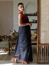Women's Black Pure Cotton Saree