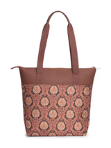 Women's Brown Vegan Leather Finish Tote Bag - 15.5L