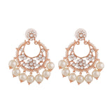 Women's Rose Gold Plated Beautiful Pearl Drop Earrings