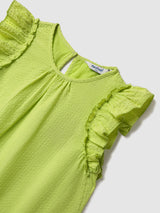 Girls Woven Lime Green Tiered Dress