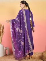 Women's Blue Bead Embellished Ethnic Kurta Set