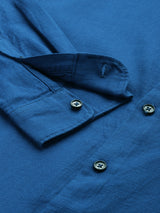 Men's Blue Casual Solid Slim Fit Full Sleeves Shirt