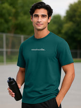 Men's Green Half Sleeves Graphic Printed Cotton Tshirt