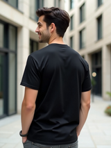Men's Black Half Sleeves Graphic Printed Cotton Tshirt