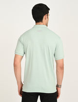 Mens Green Casual Regular Fit Solid Half Sleeves Polo Tshirt