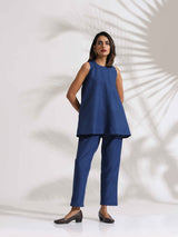 Women's Blue Slub Co-ord Set
