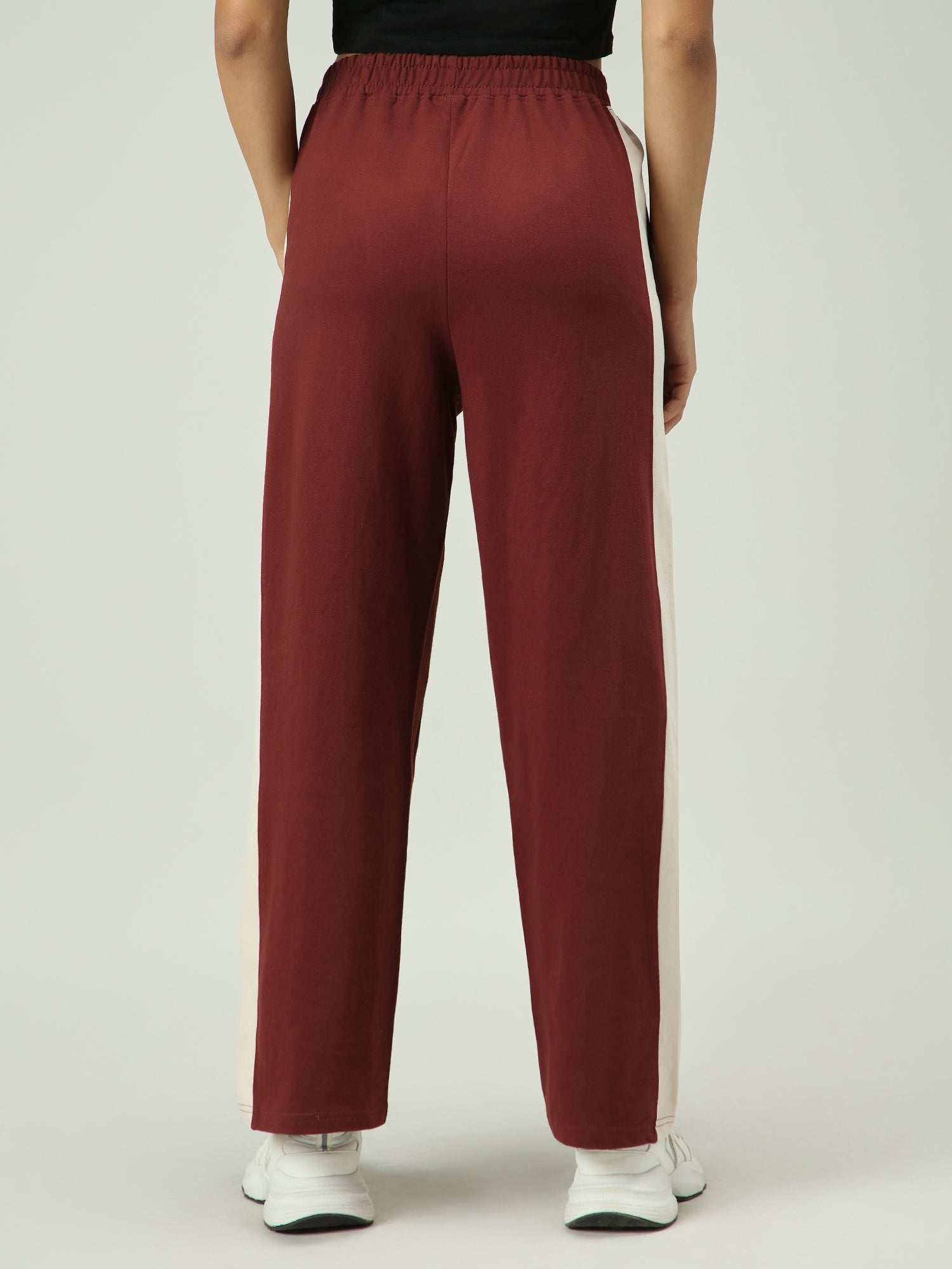 Women's Brown Casual Wide Leg Solid Trackpant