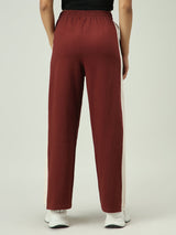 Women's Brown Casual Wide Leg Solid Trackpant
