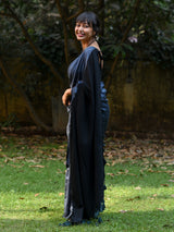 Women's Gray Cotton Blend Saree