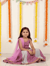 Girls Pink Festive Sleeveless Cotton Comfort & Style Lehenga Cholis Set