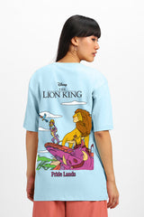 Women's Blue Casual Printed Oversized Half Sleeves Tshirt