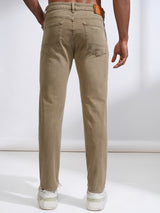Men's Khaki Casual Solid Comfort Stretchable Jeans