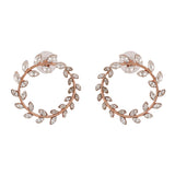 Women's Rose Gold Plated Circular Stud Earrings with Crystals