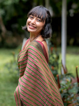 Women's Brown and Green Casual Cotton Saree