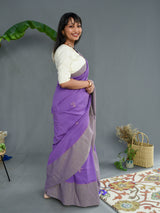 Women's Purple Pure Cotton Saree