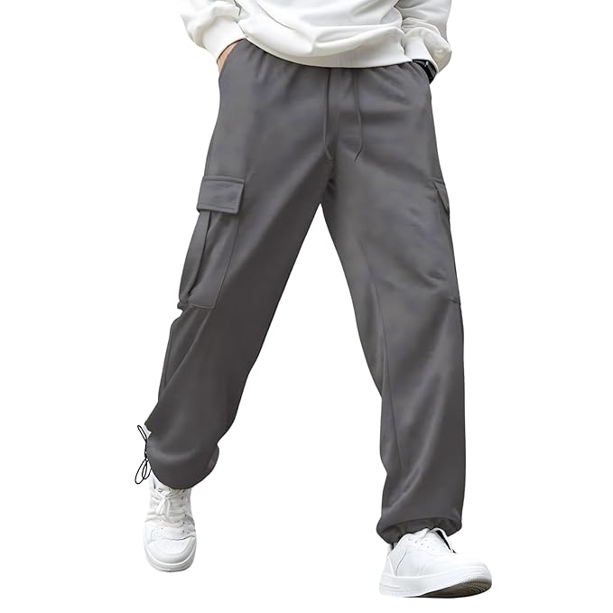 Men's Grey Cotton Tapered Knit Solid Jogger