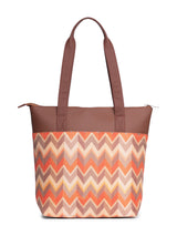 Women's Orange Vegan Leather Finish Tote Bag - 15.5L