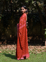Women's Red Pure Cotton Saree