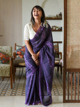 Women's Purple Pure Cotton Saree