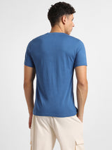Men's Blue Half Sleeves Graphic Printed Cotton Tshirt