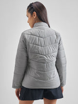 Women's Grey Casual Solid Full Sleeves Jacket