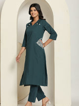 Women's Cowrie-Shell Embellished Kurta Set
