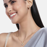 Women's Gold Plated Flower Diamante Pendant Necklace Set
