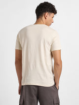 Men's Beige Half Sleeves Graphic Printed Cotton Tshirt