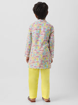 Boys Multicolor Cotton Patti Emebellishment Kurta With Gota