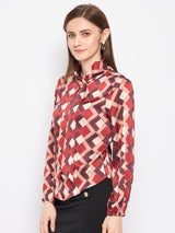Women's Peach Casual Full Sleeve Cut-Out Top