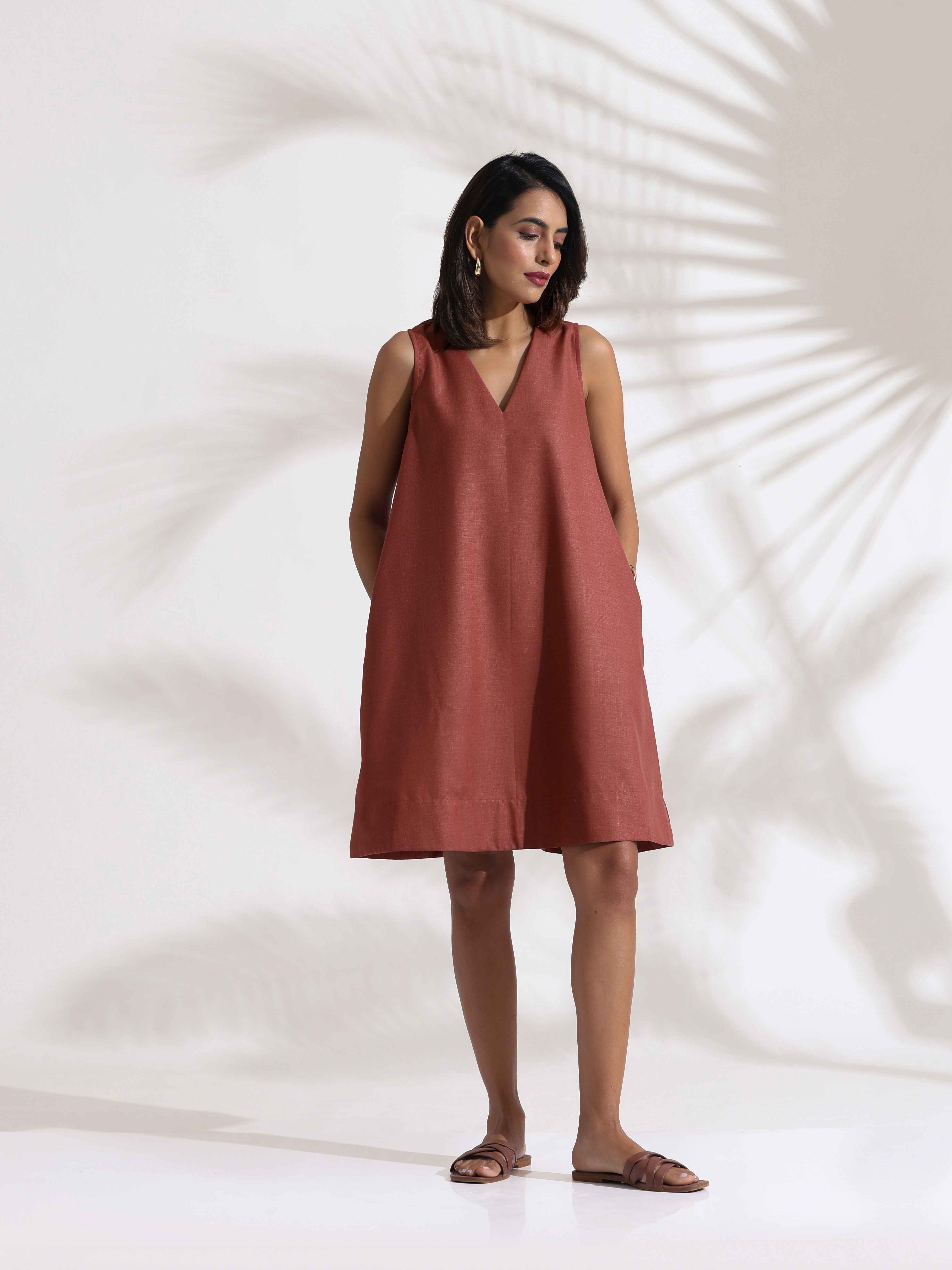 Women's Pink Slub Dress