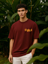 Men's Red Casual Oversize Printed Half Sleeves Tshirt