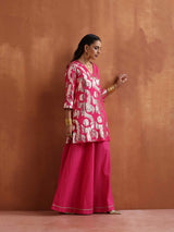 Women's Pink Festive Printed Kurta Set