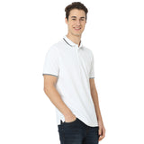Men's White Casual Slim Fit Solid Tshirt