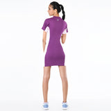 Women's Purple Casual Regular Fit Mini Half Sleeves Dress