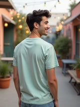 Men's Light Green Half Sleeves Graphic Printed Cotton Tshirt