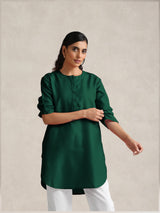Women's Green Cotton Blend Short Kurta