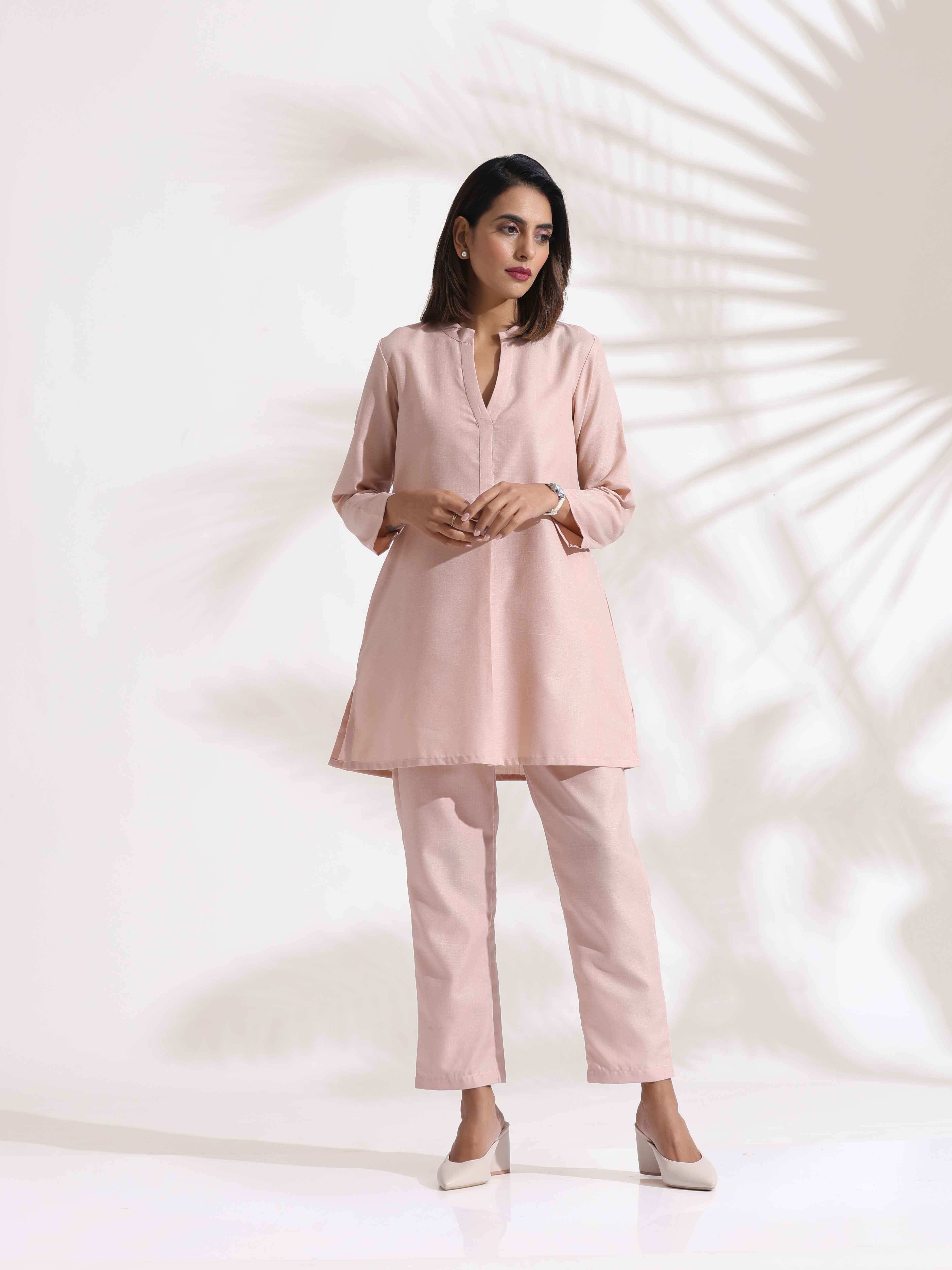 Women's Pink Slub Full Sleeve Top