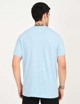 Mens Blue Casual Regular Fit Solid Half Sleeves Tshirt