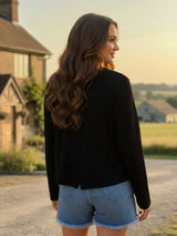 Women's Black Stylish Open Front Long Sleeve Shrug Casual Shrug