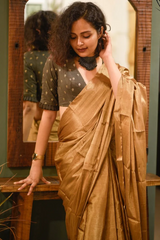 Women's Yellow Chanderi Silk Zari Saree