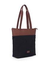 Women's Black Vegan Leather Finish Tote Bag - 15.5L