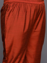 Women's Maroon Yoke Design Kurta With Trousers & With Dupatta