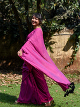 Women's Pink Cotton Blend Saree