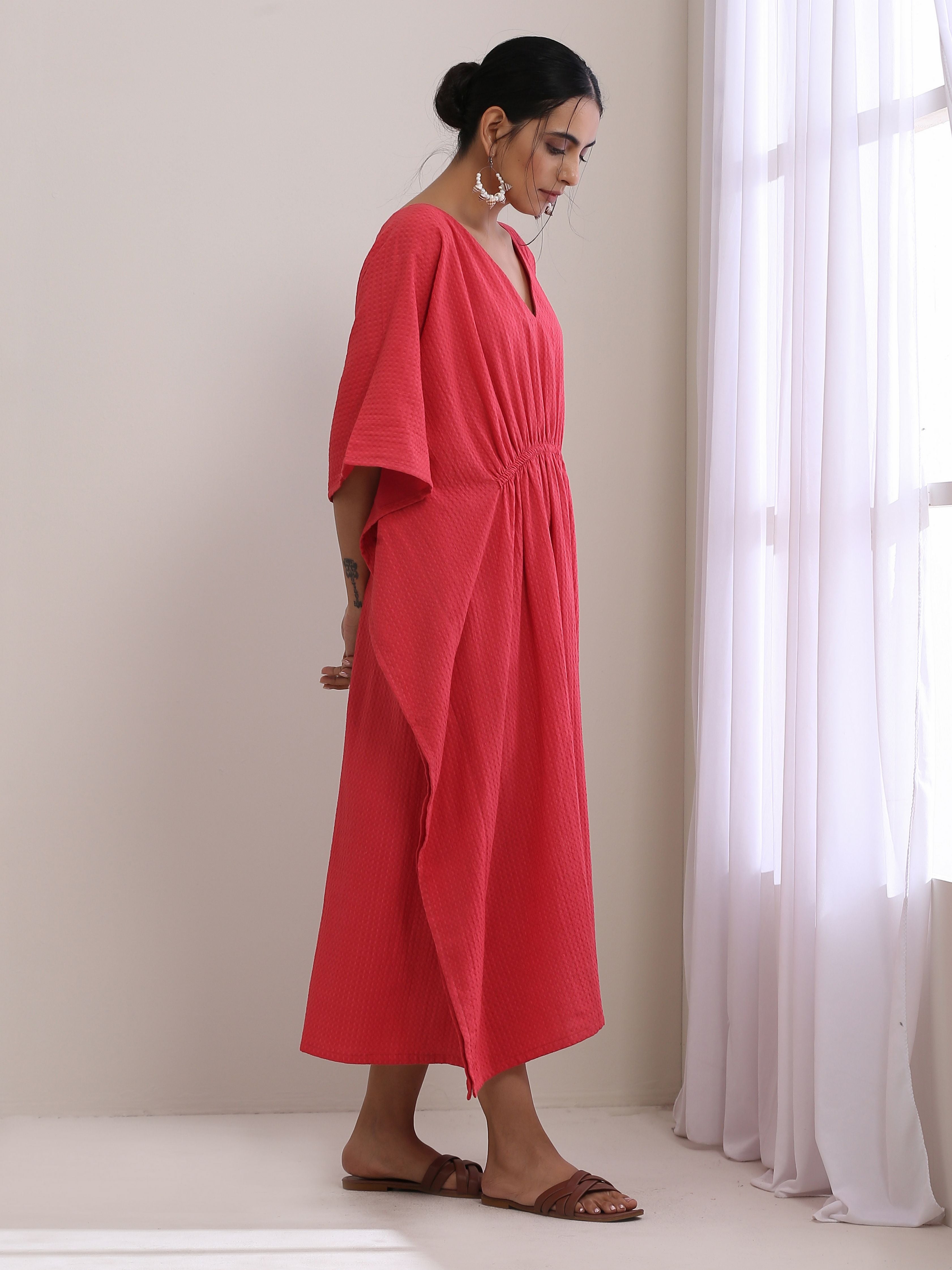 Women's Pink Casual Textured Dress