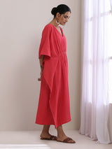 Women's Pink Casual Textured Dress