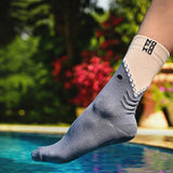 Unisex Grey and Peach Crew Lengh Shark Attack Socks