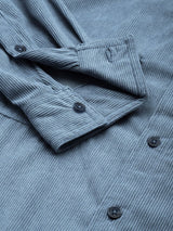 Men's Blue Casual Regular Fit Solid Full Sleeves Shirt