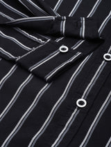 Men's Regular Fit Striped Full Sleeves Cutaway Collar Casual Shirt