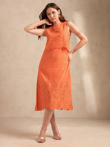 Women's Orange Party A-Line Dress